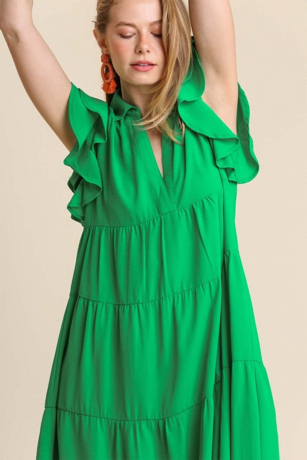 Umgee Tiered Midi Dress with Ruffled ...